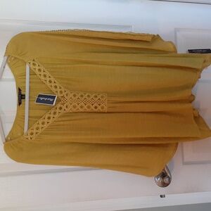 Zac &Rachel plus size 2X lime green feather light crochet drapey top NWT